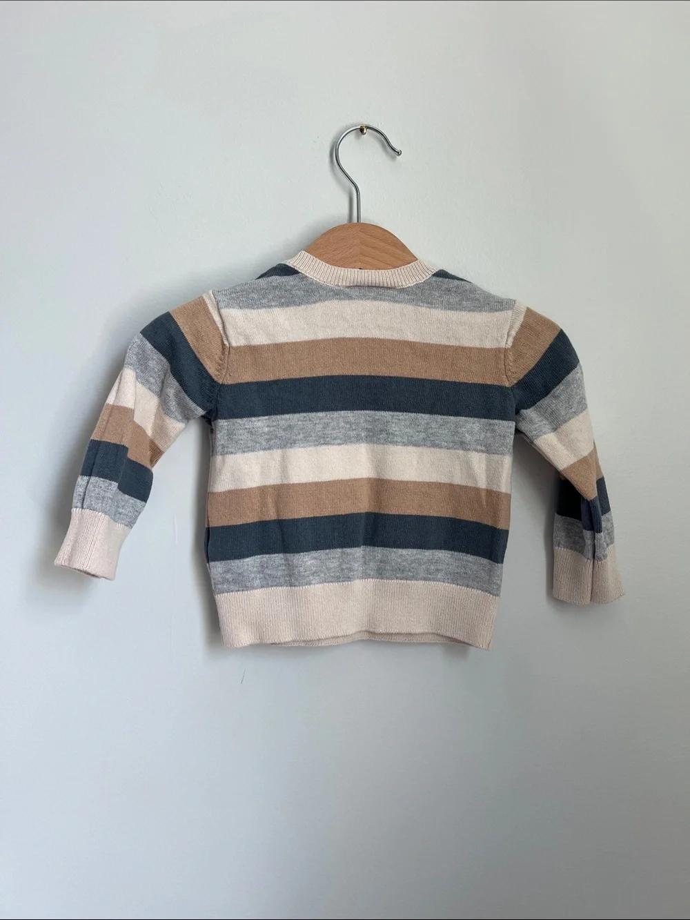 The Children's Place | Baby Striped Knit Sweater Beige, Navy & Gray Size 6-9 M